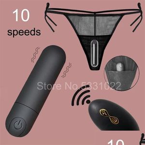 Overige Gezondheid Schoonheidsartikelen Vibrators Vibrerend slipje 10 Functie Draadloze afstandsbediening Oplaadbare vibrator Strap-on Ondergoed F Dhvjz