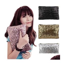 Otros artículos de belleza para la salud Bolsa de maquillaje cosmética para mujer Esigner Lentejuelas Bolsas de cosméticos de lujo Organizador Bolso Glitter Bling Clutch Dr Dhgyl