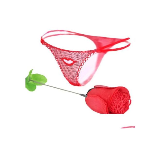 Autres articles de beauté de santé Femmes Y Rose Lace G-String Briefs Strings Romantique V-String Culotte Emballage Dans Une Taille De Fleur Cadeau Saint-Valentin Dhgya