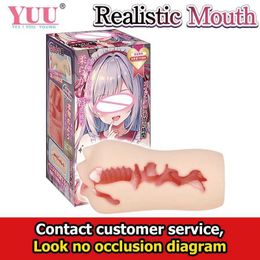 Andere gezondheidsschoonheidsartikelen yuu realistische mond mastrubator voor mannelijke orale en zuigen simulator Deep keel met tong masturbatie volwassen speelgoed Q240508