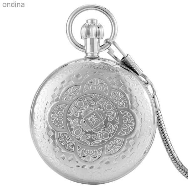 Autre haute qualité argent cuivre coquille poche mécanique automatique collier pendentif horloge arabe cadran numérique cadeaux d'anniversaire YQ240122