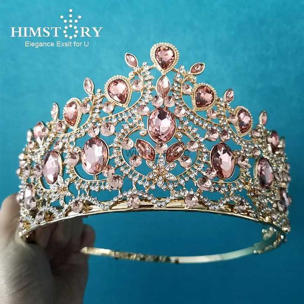 Autre HimStory Magnifique Crystal Wedding Crown Bride Circle Circle Tiaras for Prom Bridal Diadem Hair Bijoux Royal Queen Head Ornamentl231220