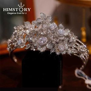 Autre HimStory Korea Zircon Rimestone Hair Crown Mariage de mariage Studio Tiaras Head Ornement Accessoires231222