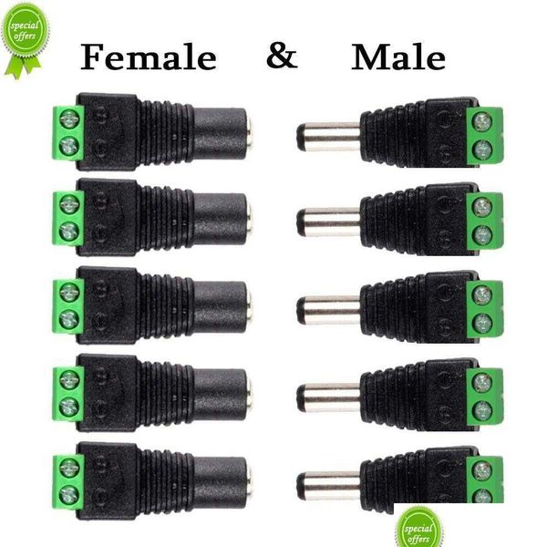 Otros electrodomésticos Nuevos 5 pares Dc 12V Conectores macho hembra 2.1X5.5Mm Adaptador de enchufe Enchufes Conector para señal Color Dhtj4