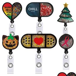 Autre décoration intérieure 10 pcs / lots clés personnalisés anneaux nouveaux styles scotte vie acrylique glitter badge holder infirmière accessoires médicaux série infirmière dht2r