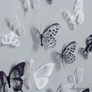 Otra decoración del hogar 18 unids/lote pegatina de mariposas de cristal hermosa mariposa sala de estar para niños calcomanías de habitación decoración del hogar R230630