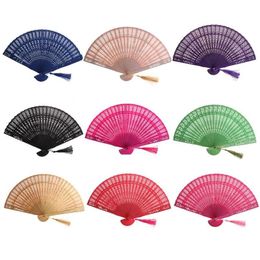 Autre décor à la maison 1pc chinois vintage bois creux sculpté main ventilateur pliable cadeaux poche fête de mariée mti couleur faveurs drop livraison gar dhkjq