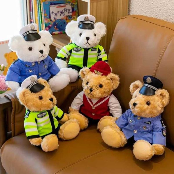 Autre décor à la maison 25/30 cm ours en peluche poupée police agent de bord costume ours doux peluche remplissage poupée décoration de la maison cadeaux de Noël pour les amisL231111