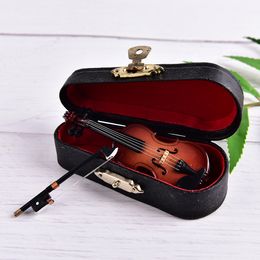 Otra decoración para el hogar 8 cm Colección Adornos decorativos Modelo Decoración Regalos con soporte Instrumentos musicales en miniatura Mini violín Madera 221007
