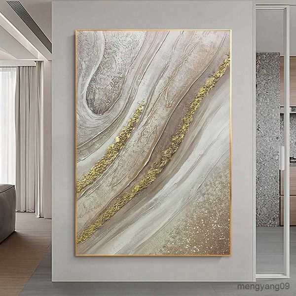 Autre décor à la maison abstraite peinture à l'huile Texture feuille d'or affiche moderne maison Art tentures toile peinture pour salon hôtel décor R230630