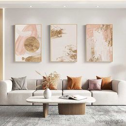 Andere Home Decor Abstracte Aquarel Roze Gouden Rendering Moderne Decoratieve Foto Canvas Art Poster voor Woonkamer Kantoor Decor R230630