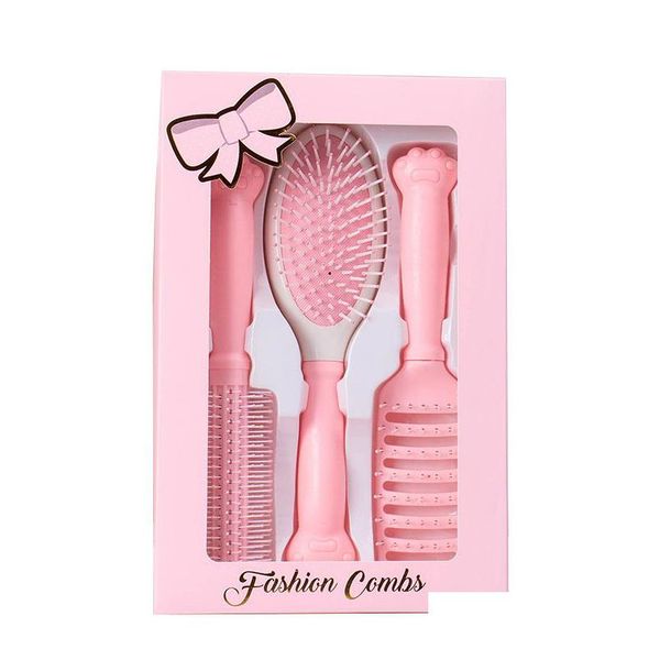 Otra decoración para el hogar Airbag Mas Combs 3 Unids / set Alfileres de nylon Mass Paddle Brush Cojín Peine para el cabello Para Straight Curly Ondulado Dry Wet Drop Deli Dhtgu