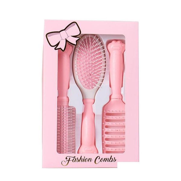 Otra decoración para el hogar Airbag Mas Combs 3 Unids / set Alfileres de nylon Mass Paddle Brush Cojín Peine para el cabello Para recto Rizado Ondulado Dry Wet Drop Deli Dhidr