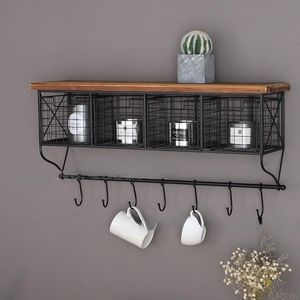 Andere woninginrichting American Retro Iron Grid Wall Decoration Rack Hook Cafe Office Hangende plank Houtdecoraties voor woonkamer andere