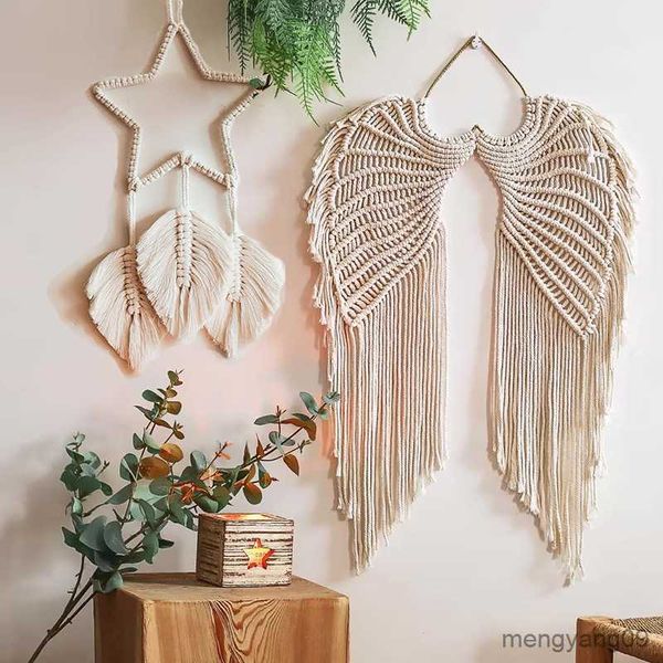 Otra decoración para el hogar, tapiz tejido con alas de Ángel, algodón tejido a mano, decoración colgante para el hogar, decoración para habitación de niños, decoración R230630