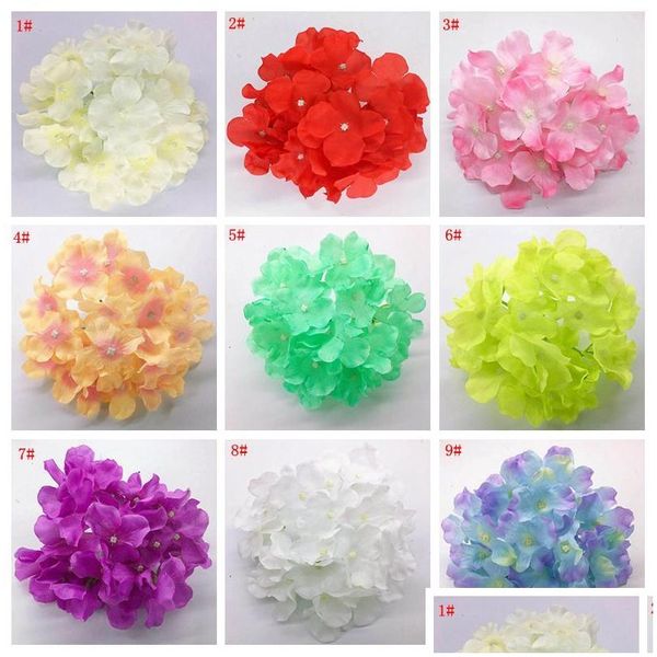 Autre Décor À La Maison Artificielle Hortensia Tête De Fleur 18 Cm Faux Soie Unique Real Touch Hortensias Pour La Fête Décorative 37 Couleurs Dhtvx