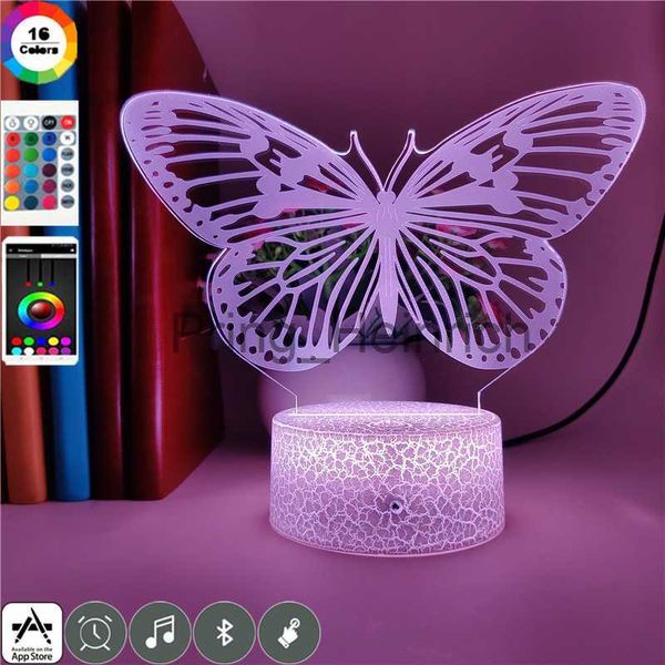 Otra decoración para el hogar Hermosa mariposa Animal Luz nocturna para bebés Niños Niños Dormitorio Decoración Visión Lámpara 3d Luz de escritorio Los mejores regalos de Navidad Juguetes J230629