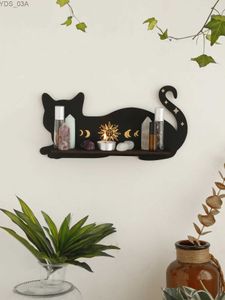 Andere thuisdecor Zwart kat kristallen frame Halloween -stijl kamer zwevende muursteen display Bohemian Modern Decoration Candle Ledger YQ240408