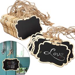 Andere thuisdecor Zwart schoolbord tags hangende houten borden 3,35 x 2,36 inch mini houten labels Blackboard mas bord leges dhsct dhsct