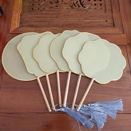 Andere woningdecor Blank White Diy Chinese Mulberry Silk Hand Fan Handle Ronde Hanfu Kostuum Dance Accessoires Gepersonaliseerde schilderijen Embroide