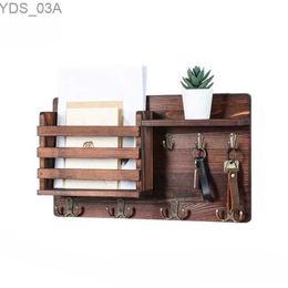 Andere woninginrichting Bruine Wall Mounted Mail Manager Key Holder Jacket en Hat Home Decoration Rack YQ240408