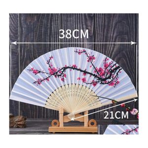 Andere thuisdecor Cherry Blossom Silk Hand Wedding Gefoort PLUM FOLDING FAN RRE13562 Drop levering Garden OT0TY