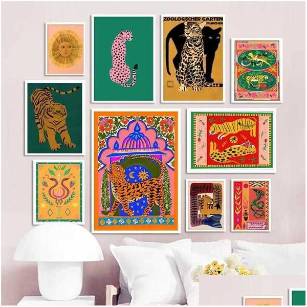 Autre décor à la maison Colorf abstrait affiche imprime tigre léopard serpent Jungle tropicale Art toile peinture photos salon goutte Del Dheax