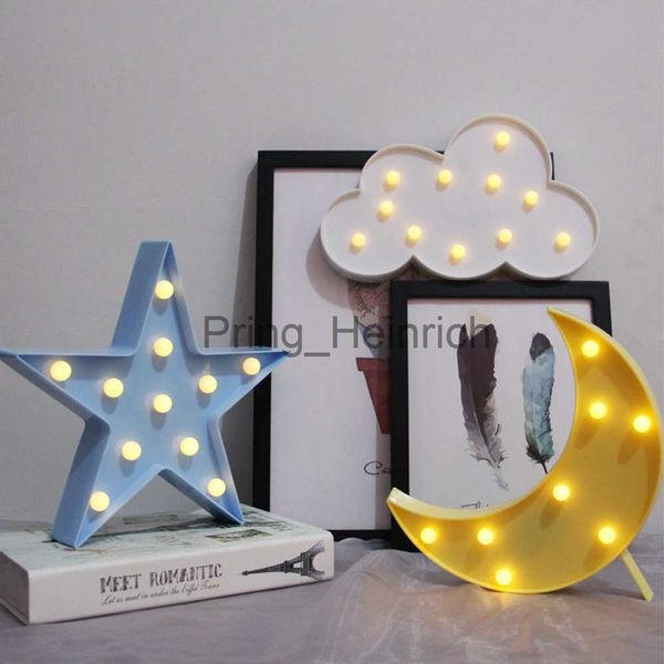 Otra decoración para el hogar Luces de noche coloridas Estrella Nube Luna Luz de noche LED Decoración de escritorio para el hogar Lámparas colgantes de pared Blanco cálido para dormitorio Decoración de cuarto de niños J230629