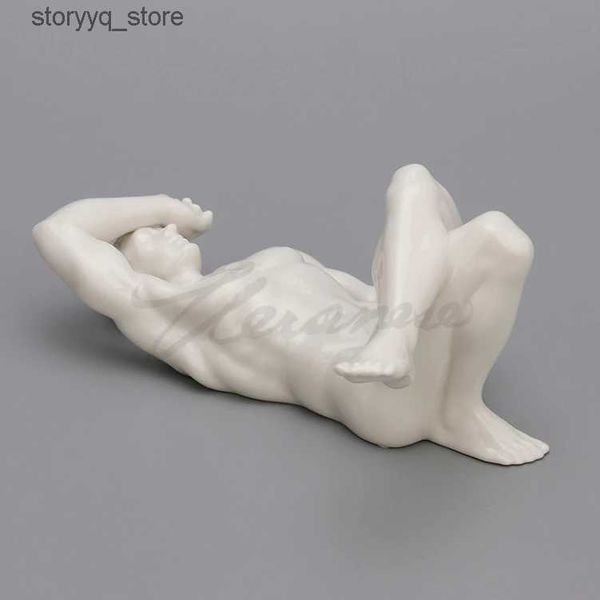 Autre décor à la maison Décoration créative Nu Male Body Art Sculpture Statue abstraite Céramique Homme nu Figurine Home Decor Britbday Cadeaux Artware Q240229