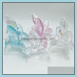 Otra decoración para el hogar Crystal Clear Acrylic Bird Decoración del árbol de Navidad Party Wedding Stage Pendant Drop Delivery Garden Dhbqe