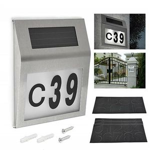 Autre décor à la maison DIY Numéro de maison Énergie solaire Doorplat LED Light Sign House Door Address Plaque Number Digit Plate Street Office Floating Signing 230721