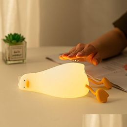 Andere Home Decor Eend Nightlights Led Nachtlampje Eendje Oplaadbare Lamp Usb Cartoon Sile Kinderen Kind Slaapkamer Decoratie Birthda Dhsm8