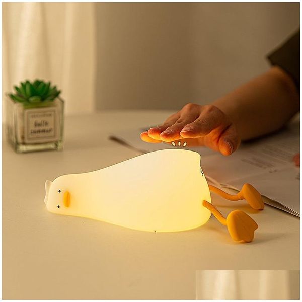Autre décoration intérieure Duck Lights LED NIGHT Light Duckling Lampe rechargeable lampe USB CARTOON SILE ENFANT KID CHAMBRE DÉCORAGE