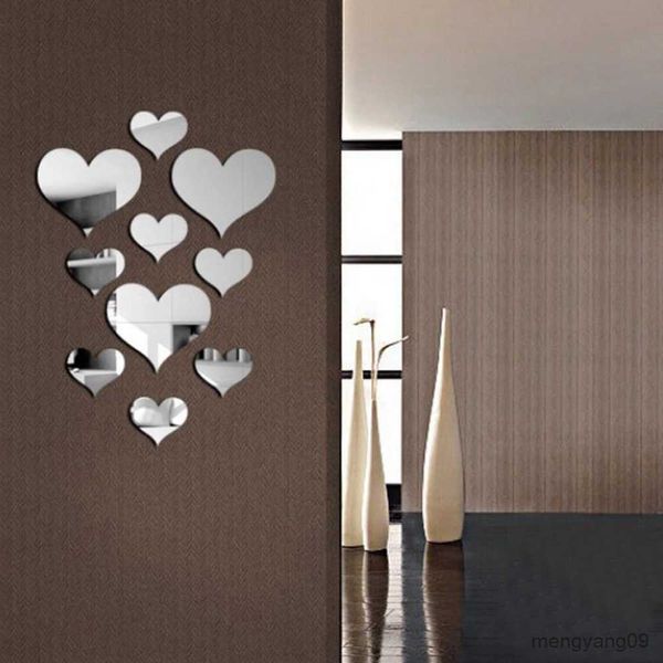 Andere Wohnkultur Langlebige Liebe Herz Aufkleber Aufkleber Spiegel Wandtattoo Einfache DIY Dekorative Abnehmbare Heimdekoration R230630