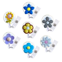 Autre décoration intérieure Fleur 2 12 Carton Badge Reel Rettractable Nurse Id Carte mignonne pour l'hôpital de médecin Cool Reels Tag Holder Clips OT9NB