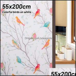 Otra decoración del hogar jardín Colorf pájaro ventana película estática privacidad Uv bloqueo calor vidrio para pegatinas adhesivas Drop Delivery 2021 F4Dpi