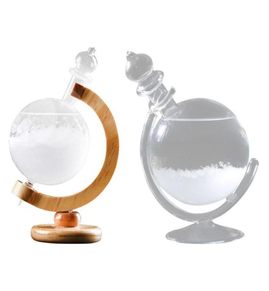 Autre décor à la maison Bouteille de nuage de verre de tempête en forme de globe avec station de prévision météo de base Prévisions de bureau Boule transparente 9690151