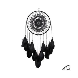 Andere huisdecor Handmade Lace Dream Catcher Circar met veren hangende decoratie ornament ambacht cadeau Clogheted White Dreamcatche Dh93n