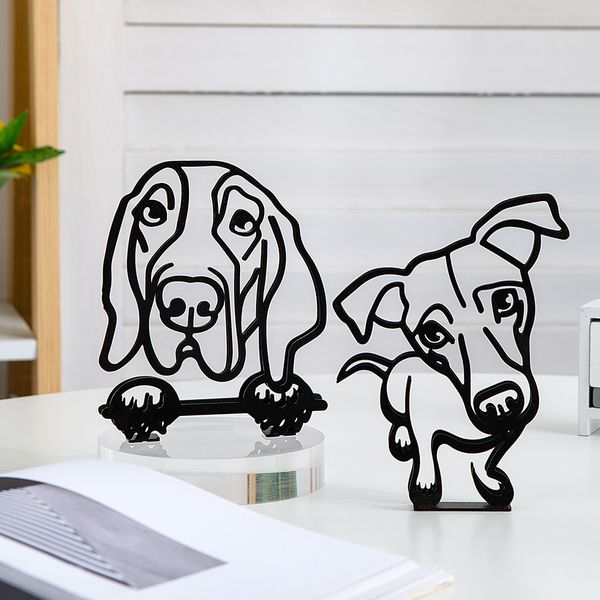 Autre décoration intérieure Home Decoration Articles Kawaii Room Decor Simple Metal Dog Sculpture Bureau ACCESSOIRES DE BUREAU CAT CAT CAT CADEAU CADEAU Art 221007