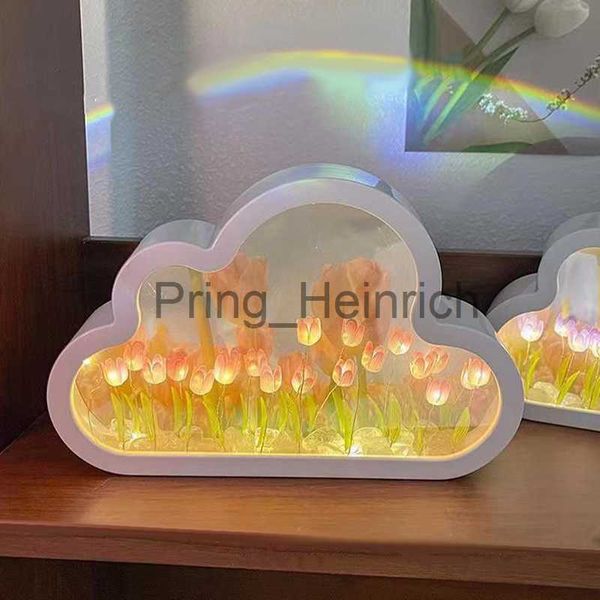 Autre décor à la maison INS fait à la main bricolage nuage tulipe miroir petite veilleuse INS fille coeur salon décoration de bureau cadeau d'anniversaire cadeau de vacances J230629