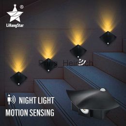 Otra decoración para el hogar Luz de noche LED inteligente con sensor de movimiento Carga USB inalámbrica Sensor de cuerpo humano Luz de pared para dormitorio Pasillo Gabinete J230629