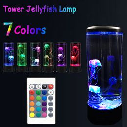 Andere Woondecoratie Kwallen Lamp LED Nachtlampje Afstandsbediening Kleur Veranderende Woondecoratie Lichten Aquarium Verjaardagscadeau voor Kinderen Opladen via USB 230718