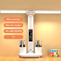 Andere Home Decor LED Bureaulamp Multifunctionele Tafellamp met Kalender USB Touch Nachtlampje met Pennenhouder voor Slaapkamer Leeslamp de chevet 230718