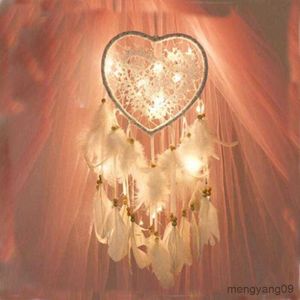 Autre décor à la maison lumière LED rêve à la main plumes Deamcatcher suspendus décoration romantique Saint Valentin cadeau pour petite amie R230630