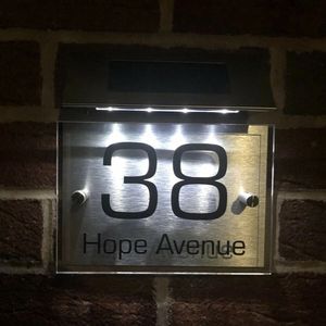 Andere Home Decor LED Solar Huisnummer Licht Deur Nummer Wandlampen Huis Tuin Helderheid Waarschuwingsbord Deurplaat Lamp Plaques adres nummers 230721