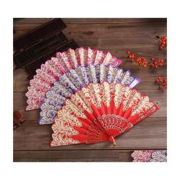 Autre décoration intérieure Fashion de luxe pliant fan fleur dentelle en dentelle de mariée en soie Party de danse de scène Performance décoration stam Hand Host 20220 Q dhibx