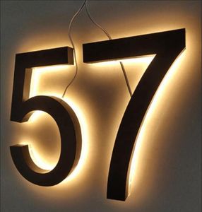 Andere thuisdecor metaal 3D LED HUIS Nummers Lichte Outdoor Waterdichte EL Deurplaten Roestvrij staal Luminous Letter Sign Adres N9904729