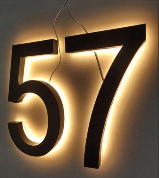 Otra decoración para el hogar Metal 3D LED Números de casa Luz Al aire libre Impermeable El Placas de puerta Acero inoxidable Letra luminosa Signo Dirección n7200031