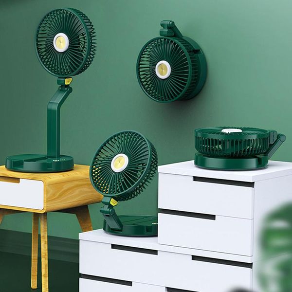 Otros Mini ventiladores de escritorio para decoración del hogar, multifunción, verde, plegado, rotación fija, para colgar en la pared, lámpara de mesa de mano, ventilador pequeño de 7 pulgadas y 360 grados