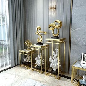 Andere thuisdecor Noordelijke plating goud smeedijzeren bloemstand woonkamer kantoor el indoor vloer marmeren opbergpot rackother